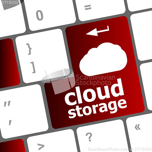 Image of cloud storage words concept on button of the keyboard