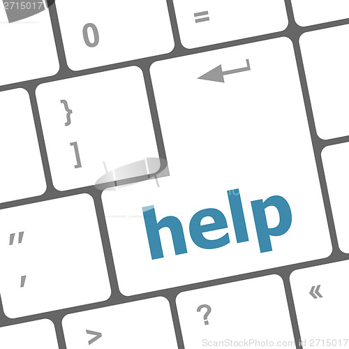 Image of word help on computer keyboard key showing question concept