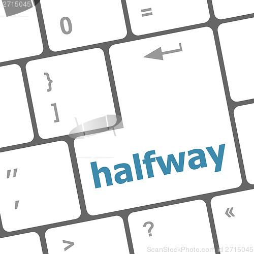 Image of halfway word on computer pc keyboard key