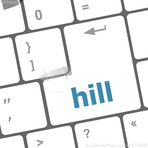 Image of hill word on computer pc keyboard key