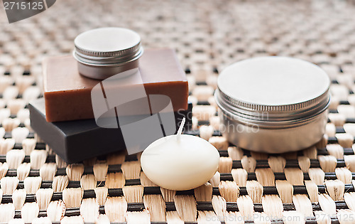 Image of Spa still life with soap and candle