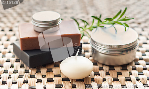 Image of Spa still life with soap and candle