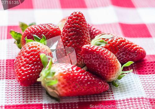 Image of Fresh strawberries on a napkin