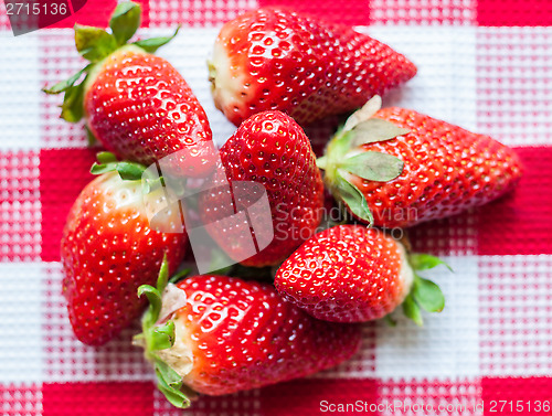 Image of Fresh strawberries on a napkin