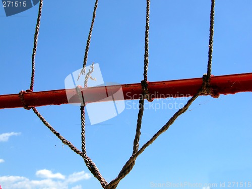 Image of ruptured knot at the old rope in the sky