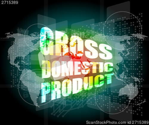 Image of business concept: word gross domestic product on digital screen