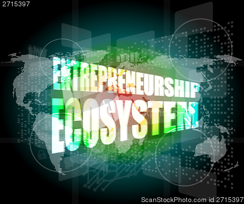 Image of entrepreneurship ecosystem word on business digital touch screen