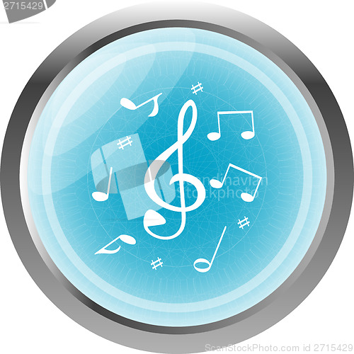 Image of music round glossy web icon on white background