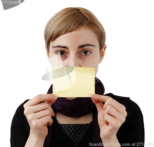 Image of Woman and post it