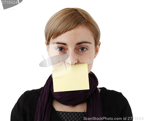 Image of Woman and post it