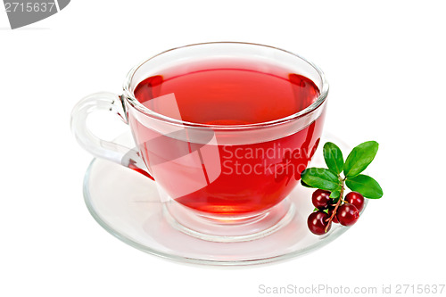 Image of Tea with cranberries in a glass cup