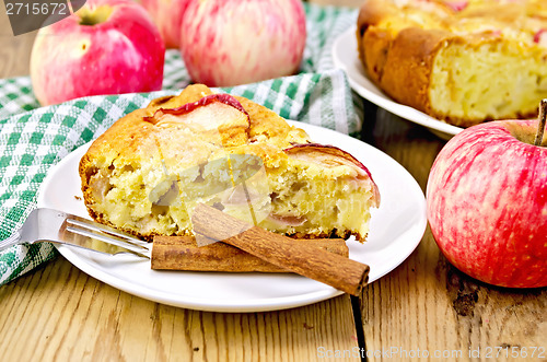 Image of Pie with apples and a fork on chalkboard