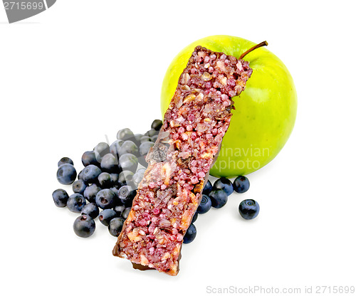 Image of Granola bar with blueberries and apple