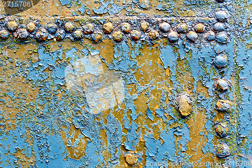 Image of Metal rusty blue with rivets 1