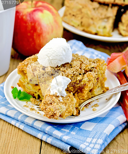 Image of Pie with ice cream and fork on chalkboard