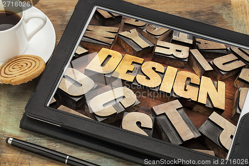 Image of design  word on digital tablet