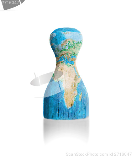 Image of Wooden pawn with a painting of a map