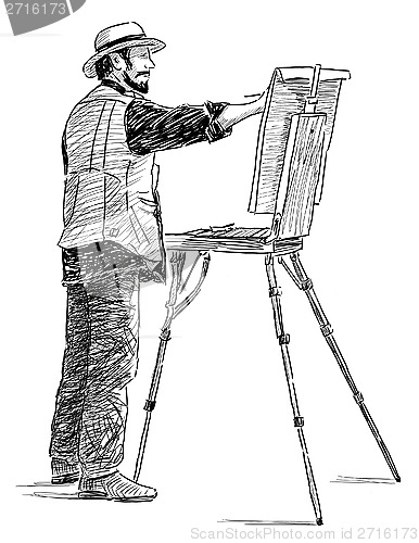Image of artist at work