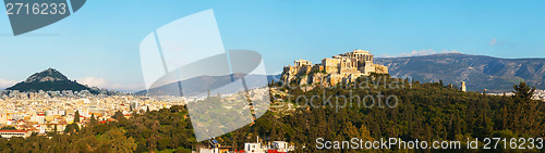 Image of Panorama with Acropolis in Athens, Greece