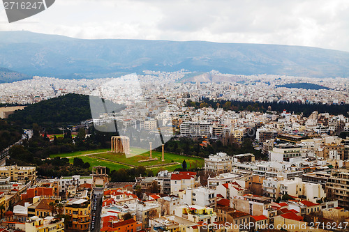 Image of Temple of Olympian Zeus aerial view in Athens