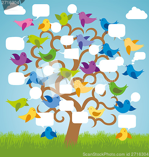 Image of Vector Card With Birds