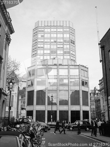 Image of Black and white Economist building in London