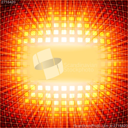 Image of Technology squares with red flare burst. EPS 10