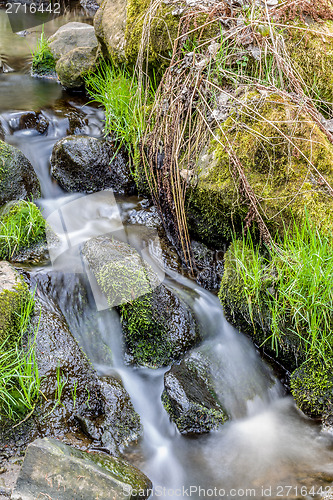 Image of Falls on the small mountain river in a wood