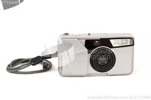 Image of analog photo camera on white