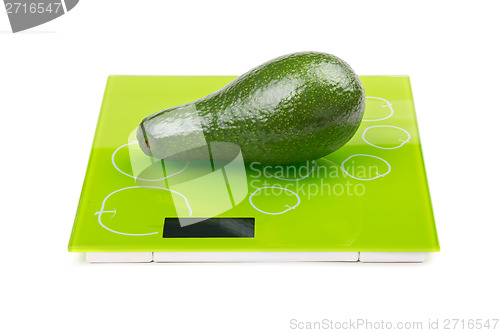 Image of Green avocado on square scales
