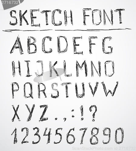 Image of Hand drawn sketch alphabet. Vector illustration.