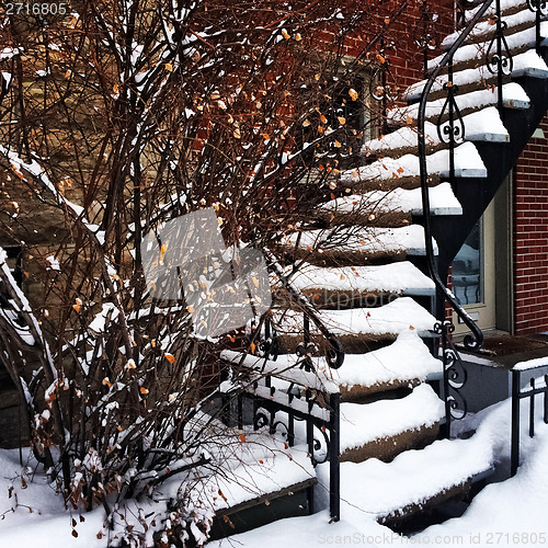 Image of Staircase covered by snow