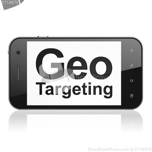 Image of Finance concept: Geo Targeting on smartphone