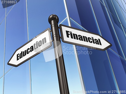 Image of Education concept: sign Financial Education on Building background