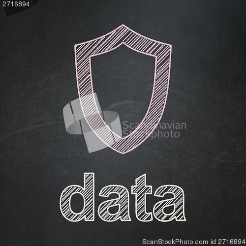 Image of Information concept: Golden Data Backup on Binary Code background