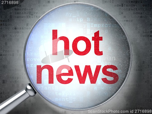 Image of News concept: Hot News with optical glass
