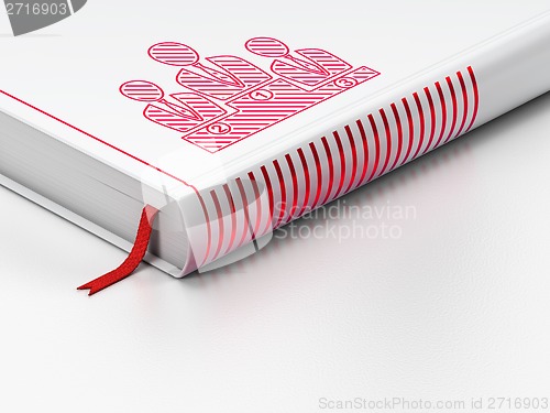 Image of News concept: closed book, Business Team on white background
