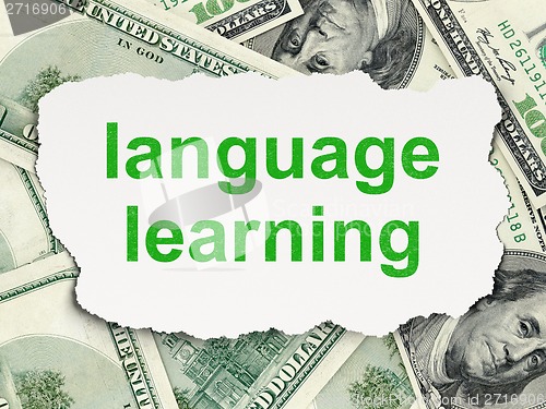 Image of Education concept: Language Learning on Money background