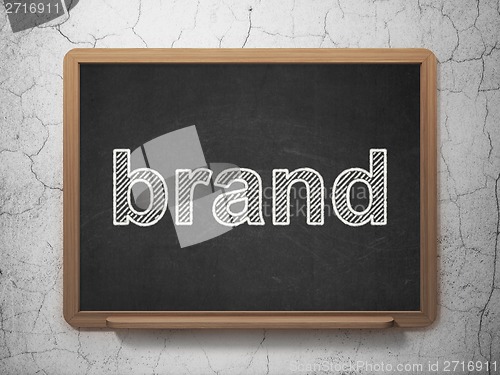 Image of Marketing concept: Brand on chalkboard background