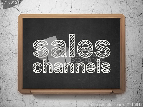 Image of Marketing concept: Sales Channels on chalkboard background