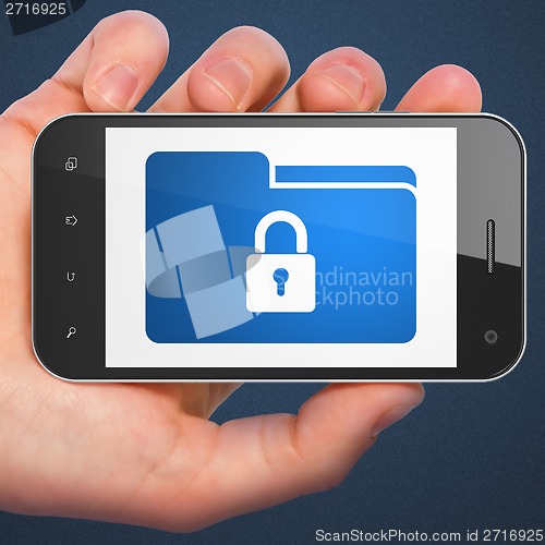 Image of Business concept: Folder With Lock on smartphone