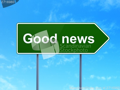 Image of News concept: Good News on road sign background
