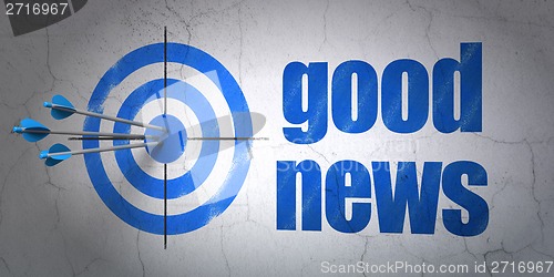 Image of News concept: target and Good News on wall background