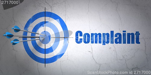Image of Law concept: target and Complaint on wall background