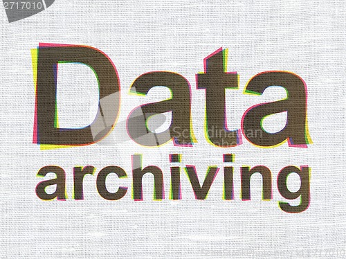 Image of Information concept: Data Archiving on fabric texture background