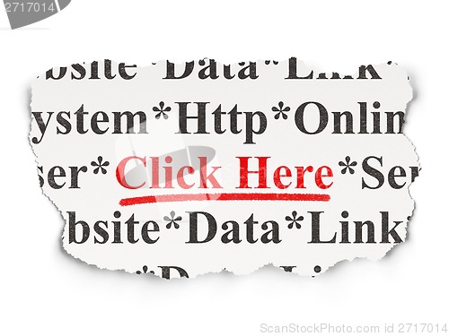 Image of Web design concept: Click Here on Paper background