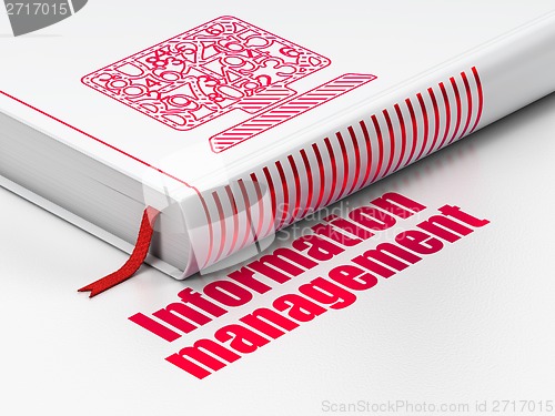 Image of Data concept: book Computer Pc, Information Management on white background