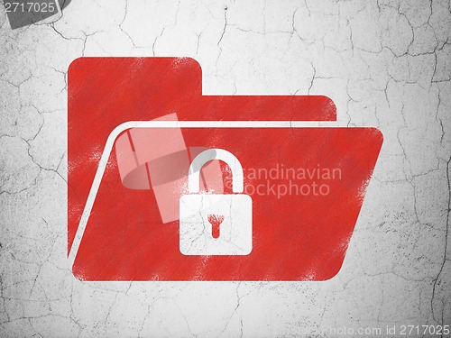 Image of Business concept: Folder With Lock on wall background