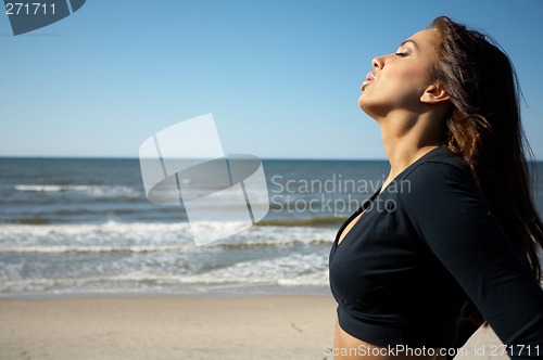 Image of Beautiful Woman at seaside