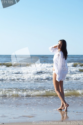 Image of Beautiful Woman at seaside